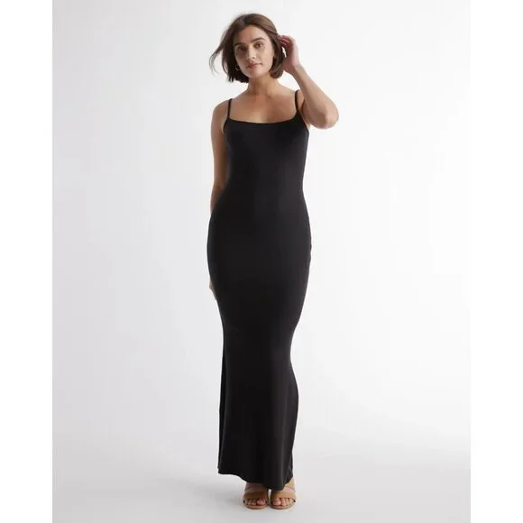 Quince Women’s Black Tencel Rib Knit Maxi Slip Dress sz XS NWT Sleeveless Long - Picture 8 of 8